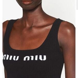 Miu Miu Black Cropped Logo Tank
